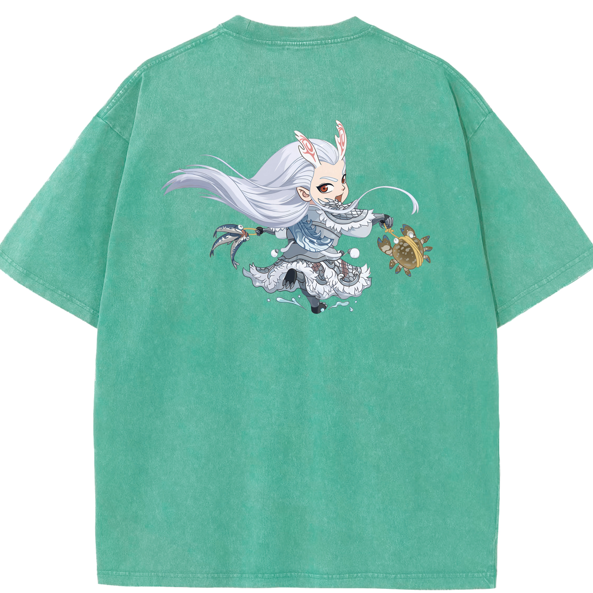 （画像用） Ne Zha 2 ナタ 魔童の大暴れ 綿100% ヴィンテージ風 半袖Tシャツ（背面プリント）